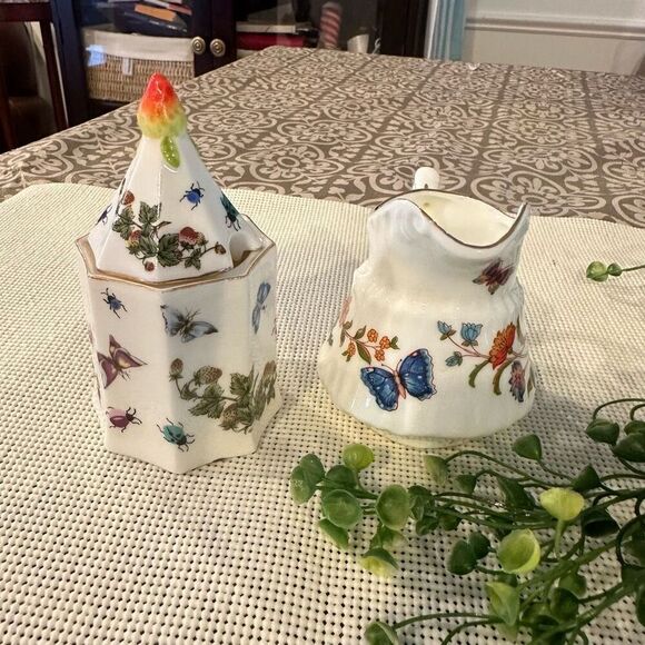 Ardalt Bone‎ China Butterfly Handpainted Sugar Bowl and Creamer Vintage Korea - Picture 3 of 8